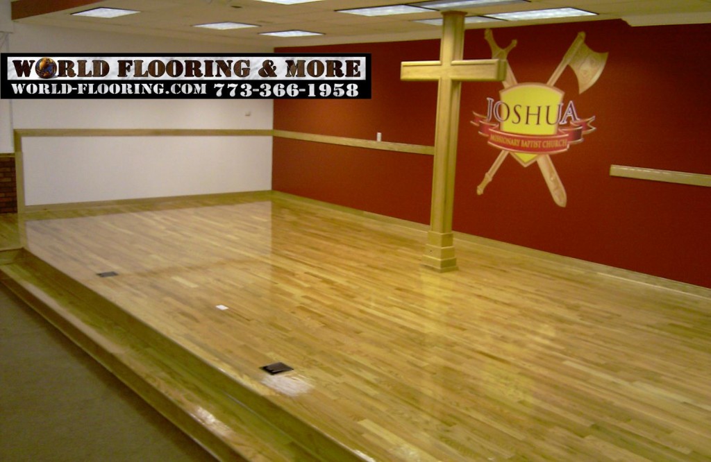 Platform raised rised floor floors hardwood church parish World Flooring & More 773-366-1958 Chicago Suburbs