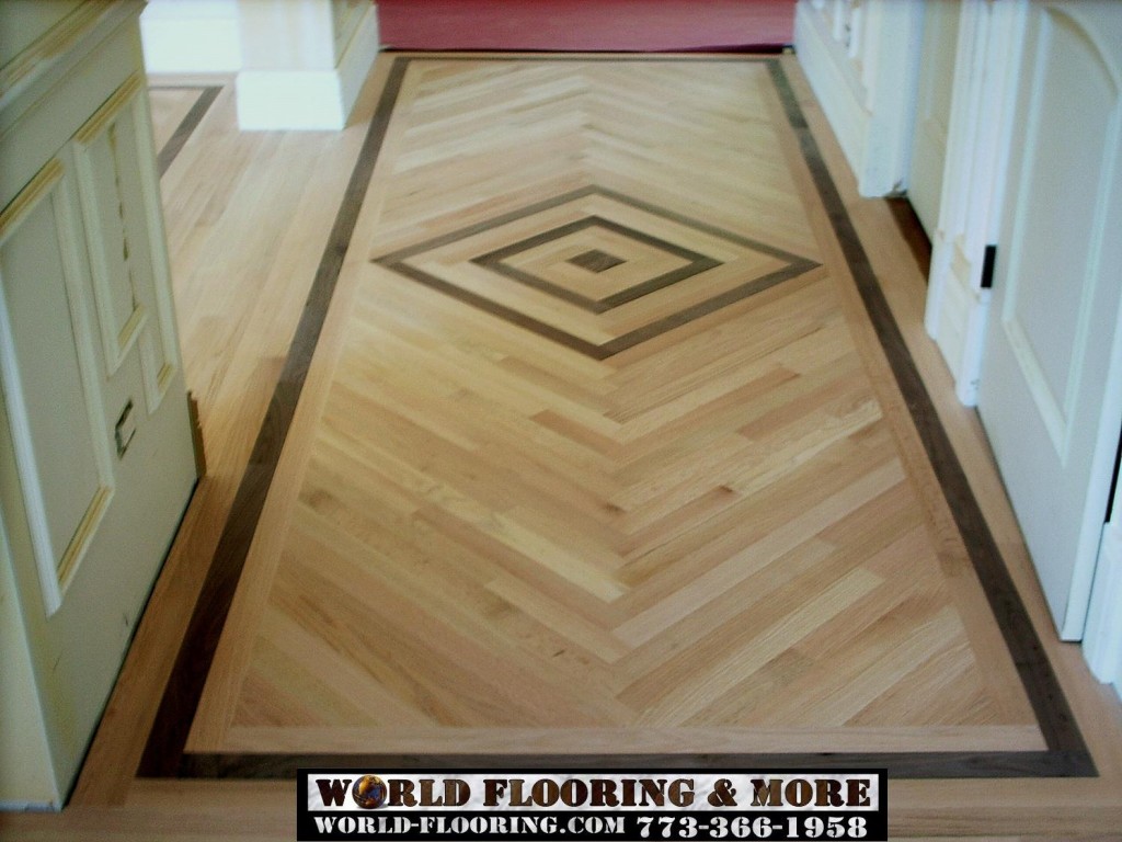flooring inlay designed and installed on the job by World Flooring and More in Chicago