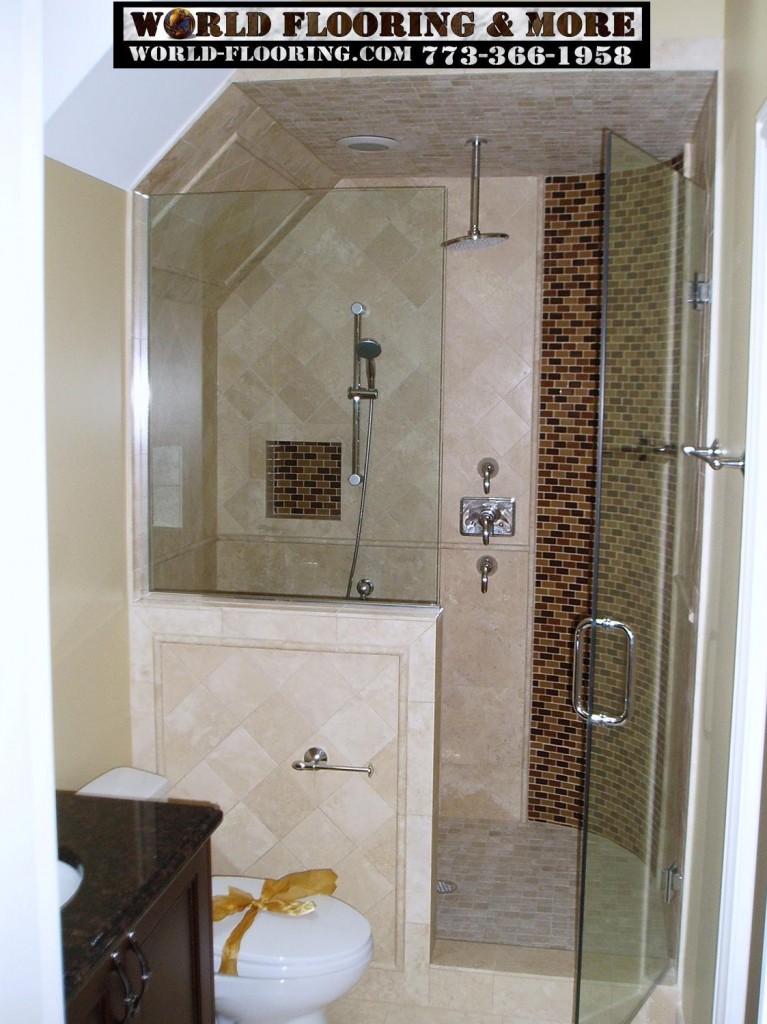 mosaic tile custom cultured marble Shower Bathroom Remodeling World Flooring & More 773-366-1958 Chicago Suburbs