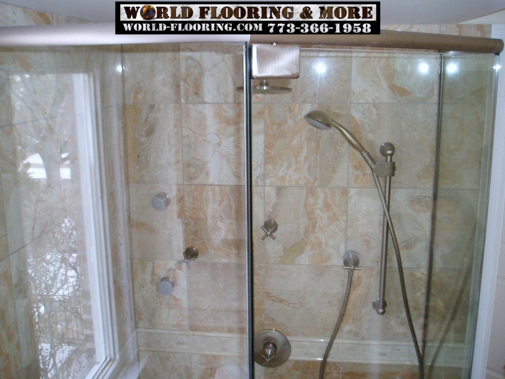 Power body jet shower system with marble and glass door installed by World Flooring & More 773-366-1958 Chicago Suburbs (3)