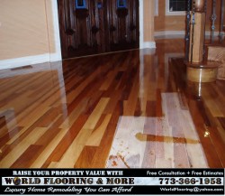 Staining sanding and refinishing hardwood floor World Flooring & More 773-366-1958 c