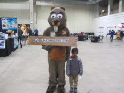 cute mascot with a child